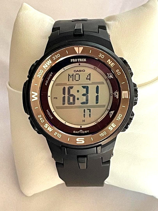 Casio Pro Trek PRG-330 digital watch body only showing clear display and solar powered functions