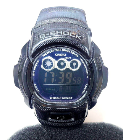 Casio G-Shock GW-002BJ model watch showing black strap and digital display with repaired battery