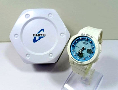 Casio Baby-G BGA-250 white blue ladies watch case only with visible minor scratches and signs of use