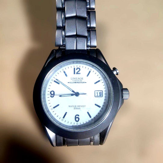 Casio Lineage Illuminator LIN-105 quartz watch with white dial and date display