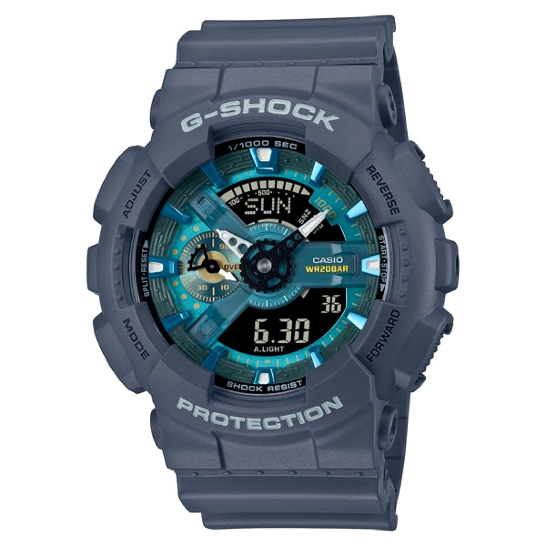 Casio G-Shock GM-5600 men’s watch in blue-gray and turquoise with shock resistance, Japan import
