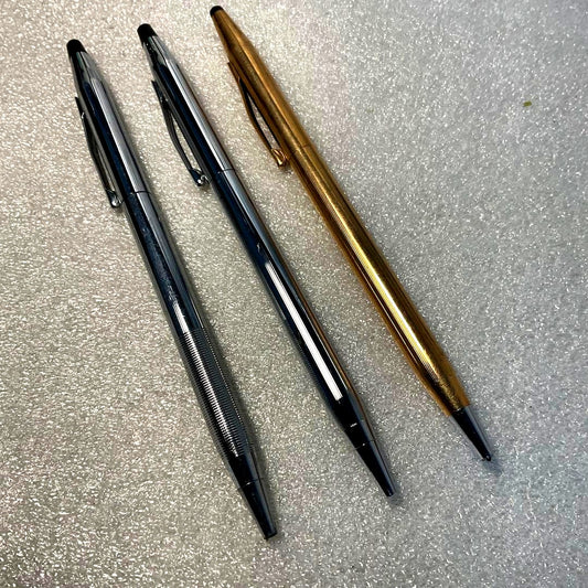 Cross Ballpoint Pen 3-Piece Set showing three pens in black and silver finish