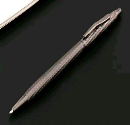 Girosh style gunmetal black chrome twist ballpoint pen with wave-pattern lattice design