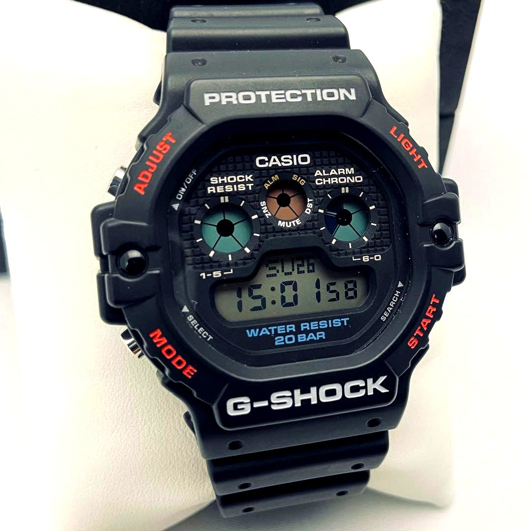 Casio G-Shock DW-5900-1JF digital watch with triple graph display and black shock-resistant band