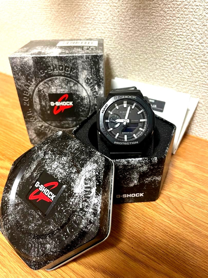 Casio G-Shock GA-2100 5611 slim analog digital watch with octagon bezel and black body