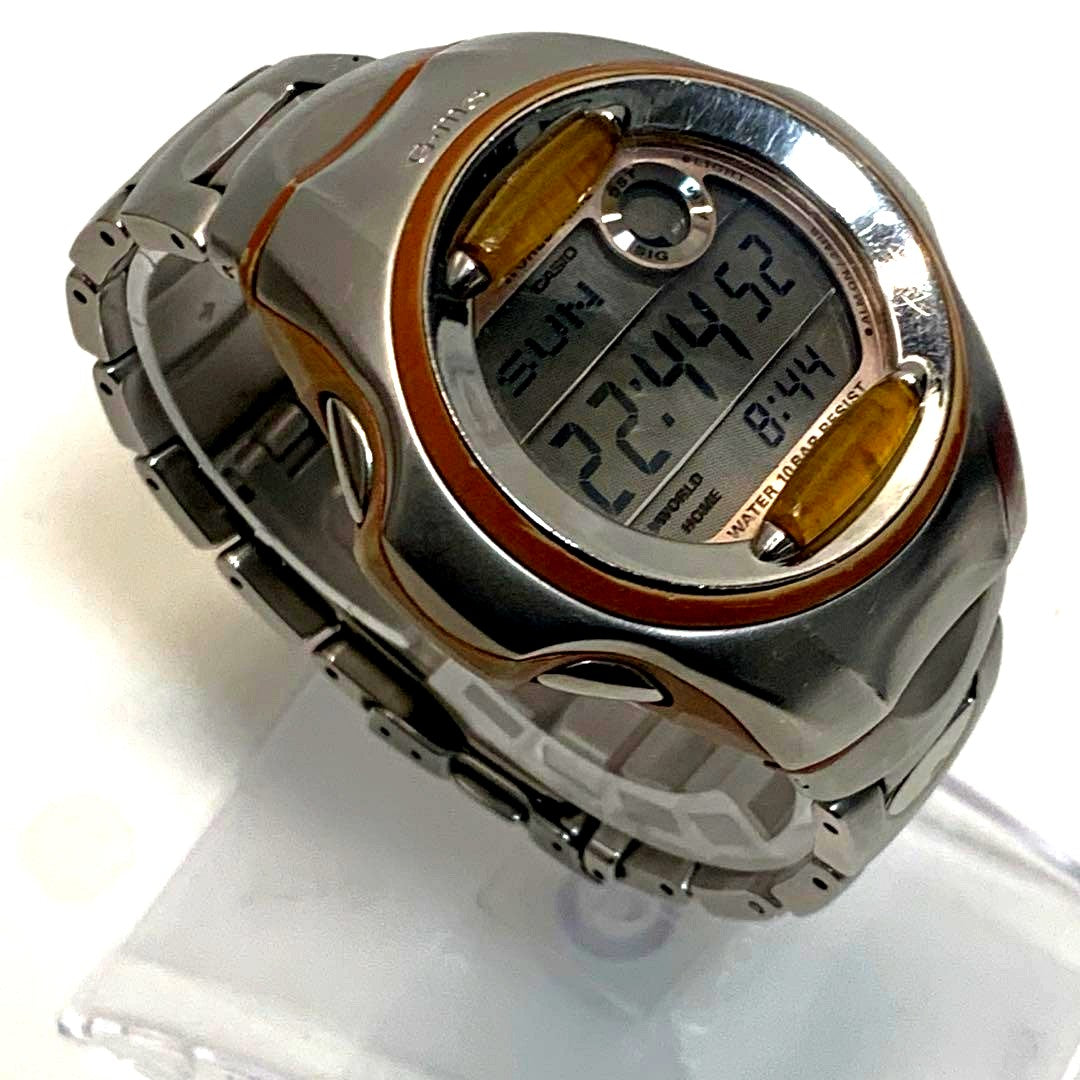 Vintage Casio Baby-G GMS MSG-140 digital watch in orange stainless steel with unisex design