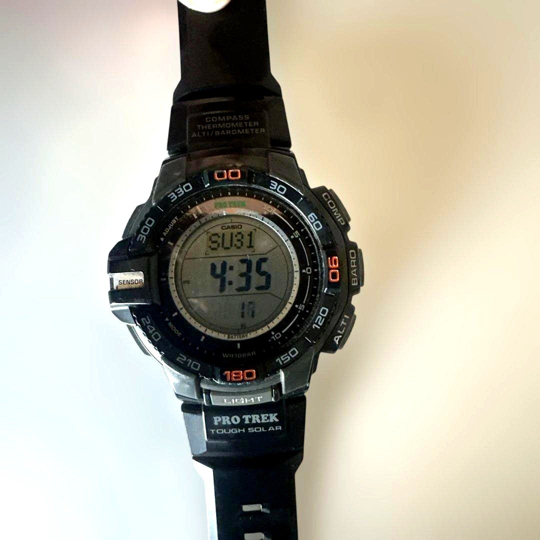 Casio Protrek PRG-270 multi-function wristwatch with triple sensor and black resin band, Japan import
