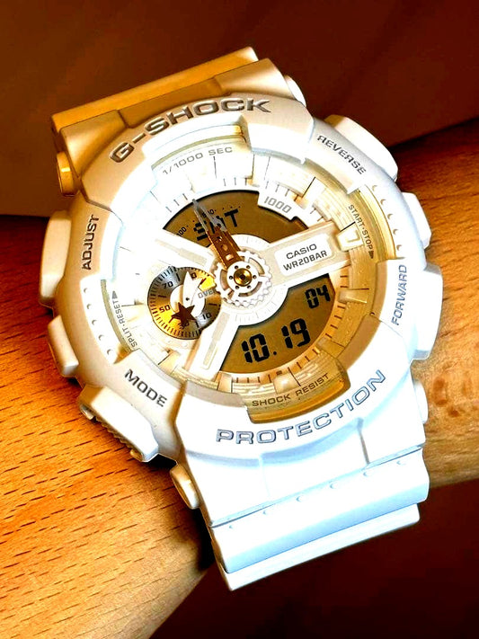 Casio G-Shock GA-110LE 2017 white digital analog hybrid watch from Rubber Collection