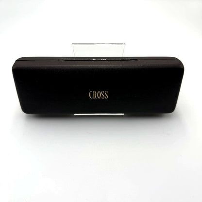 Brown CROSS pen case empty box with gold logo, measuring approximately 6.5 inches by 2.2 inches