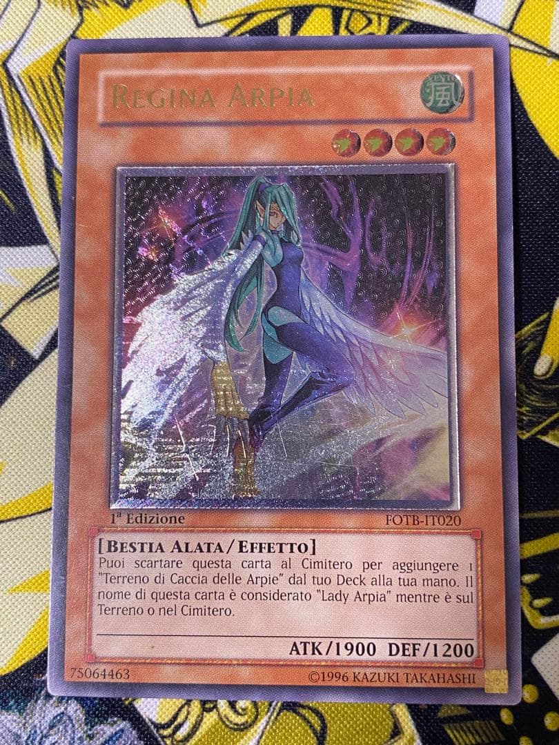 Yugioh Harpie Queen Italian First Edition relief card with visible scratches and scuffs