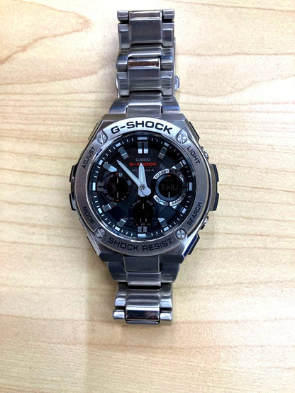 Casio G-Shock G-Steel GST-W110D watch with black dial and silver band