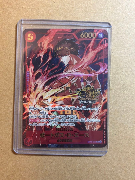 One Piece Portgas D. Ace character card model ST15-005 with 6000 power from Japan import