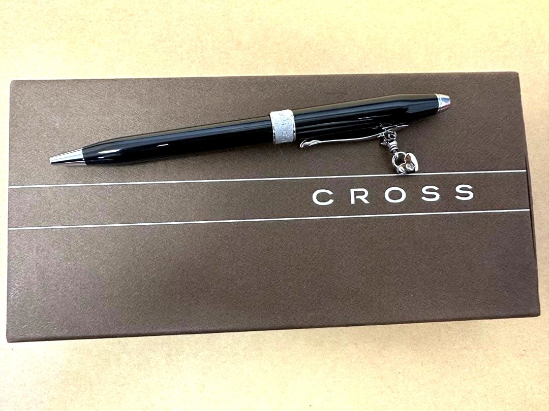 Cross Keychain Heart Charm Pen Twist Mechanism Black Ink Accessories