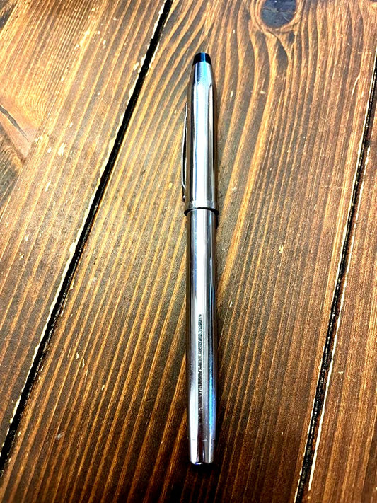 Cross silver ballpoint pen body in simple and functional design, used condition
