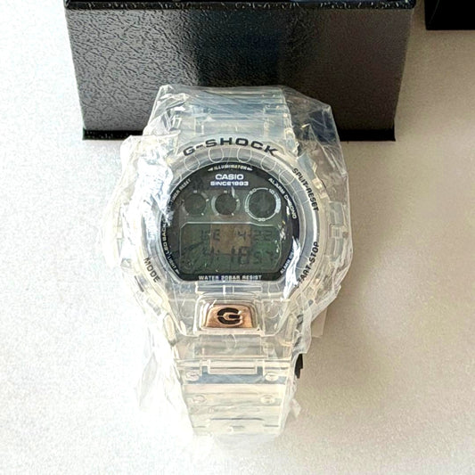 Casio G-Shock DW-6940RX-7JR 40th Anniversary Clear Limited Edition watch with transparent skeleton band and case