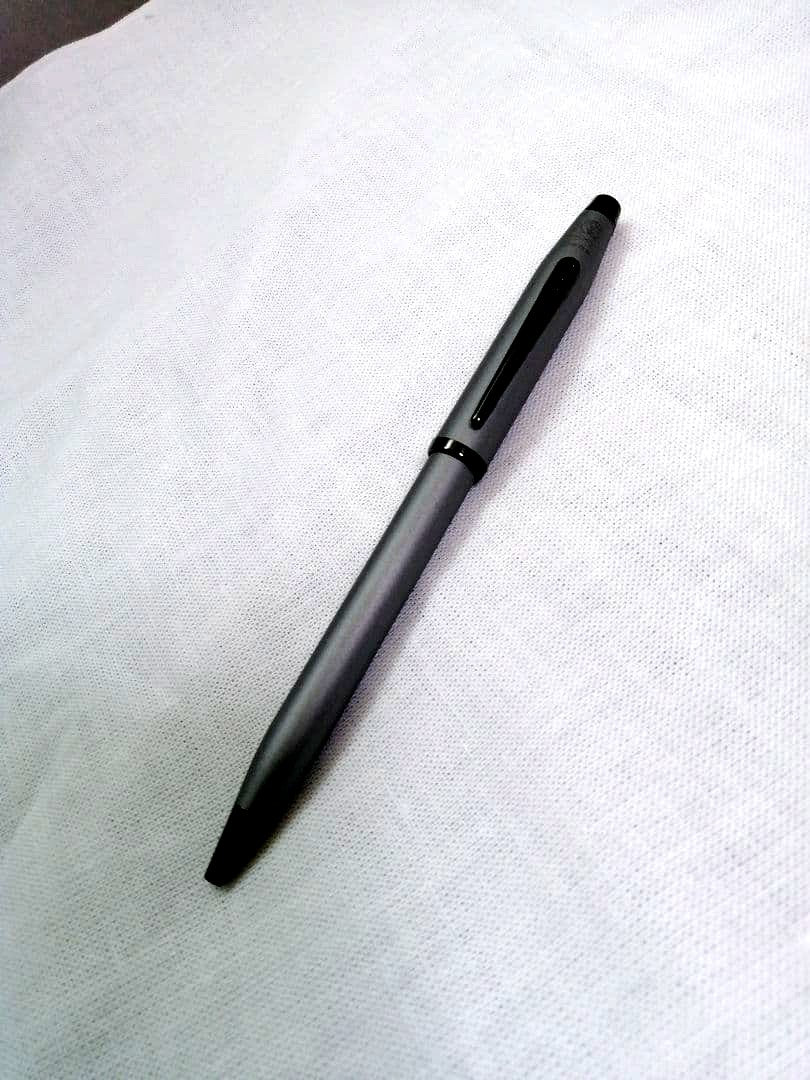 Cross Century II ballpoint pen in gunmetal gray brass with black ink twist mechanism