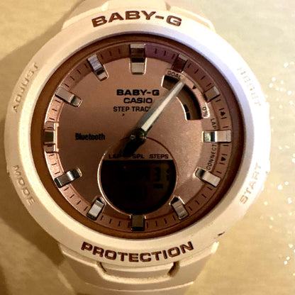 Casio Baby-G BSA-B100 white digital analog watch with Bluetooth and step tracker
