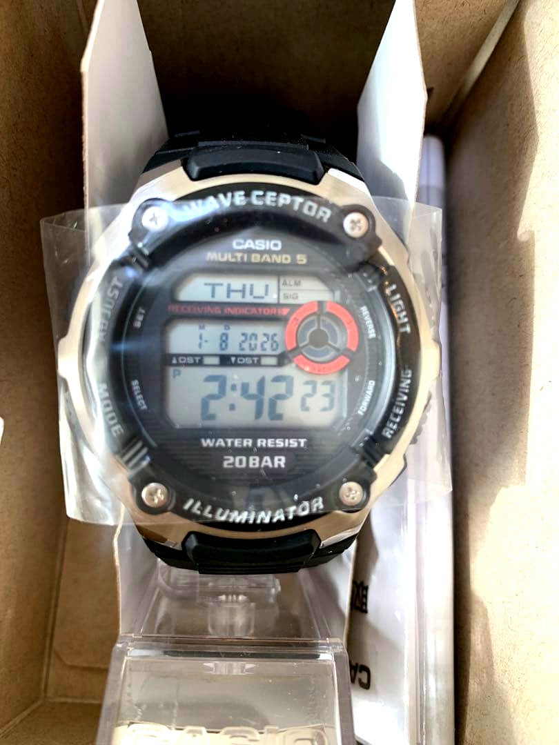 Casio Multi Band 5 digital watch with illuminator and 20Bar water resistance in original sports gear box