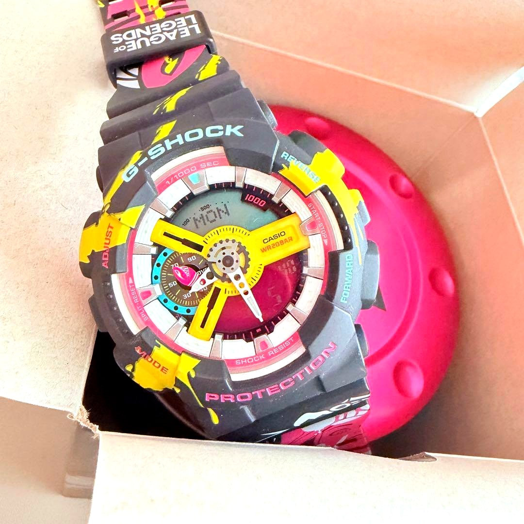 Casio G-Shock League of Legends GA-110LL-1AJR watch with black and blue design and original packaging