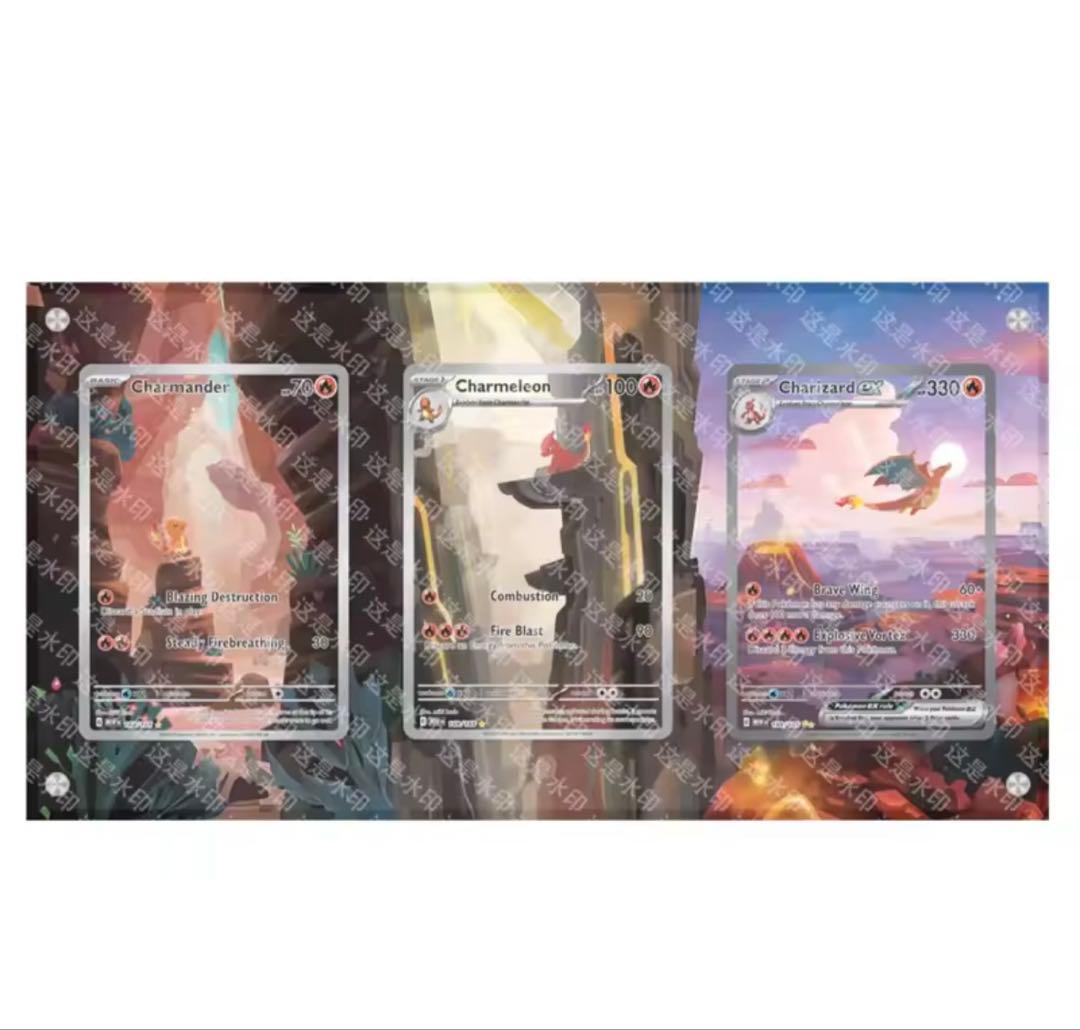 Display frame for Pokemon Card 151 Charizard AR Charmeleon SAR from Japan, opened for photography