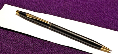 Cross brass ballpoint pen with black matte epoxy resin finish measuring 135mm length