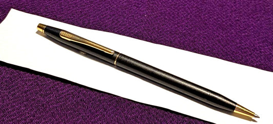 Cross brass ballpoint pen with black matte epoxy resin finish measuring 135mm length