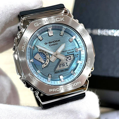 Casio G-Shock GBM-2100A-1A2JF Analogue Digital Watch with Metal Bezel and Light Blue Dial — Japan Import