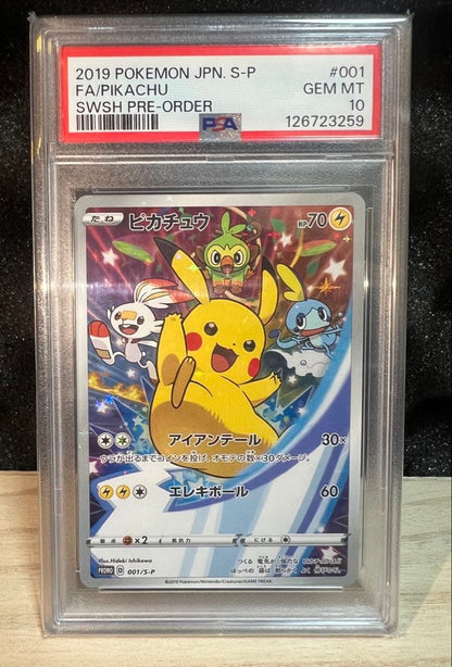 Bandai Pikachu Promo 2019 Sword PSA10 graded card in protective case Japan import