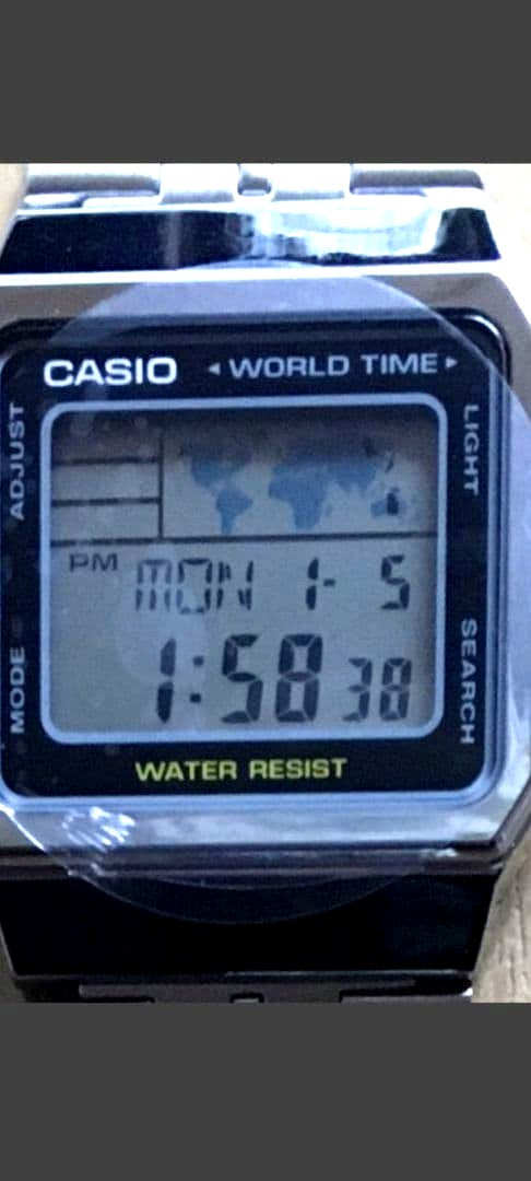 Casio Digital A500WA-1 Data Bank electronic watch with stainless steel band and water resistant design