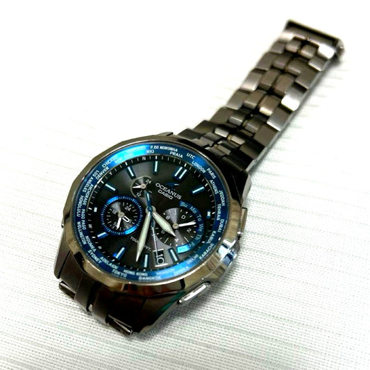 Casio Oceanus Manta OCW-S1400 radio solar watch with titanium case and bracelet