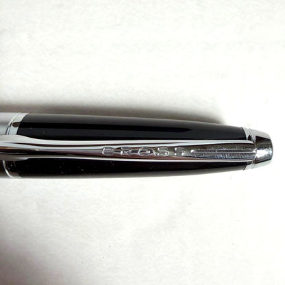 CROSS black ballpoint pen with chrome trim and dedicated case, Japan import, new and unused