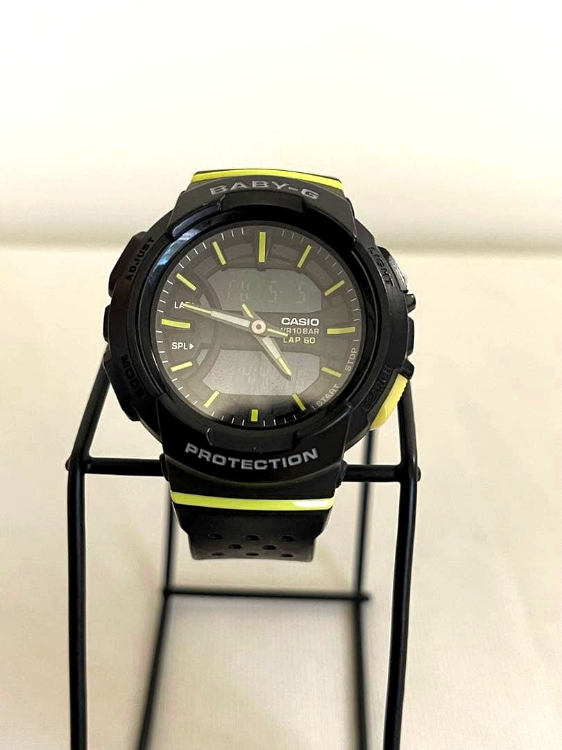 Casio Baby-G BGA-240 Japan Import working wristwatch with black band displayed flat