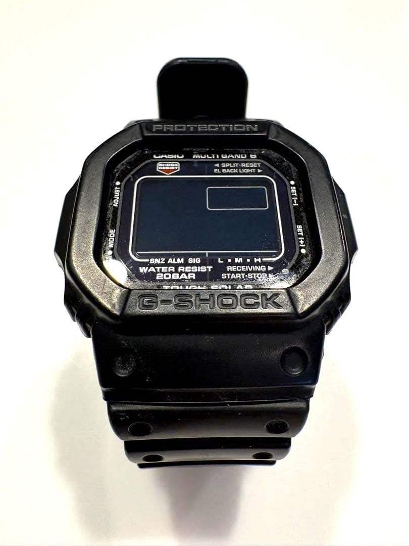 Casio G-Shock GW-M5610 model radio wave solar wristwatch with black resin band and digital display