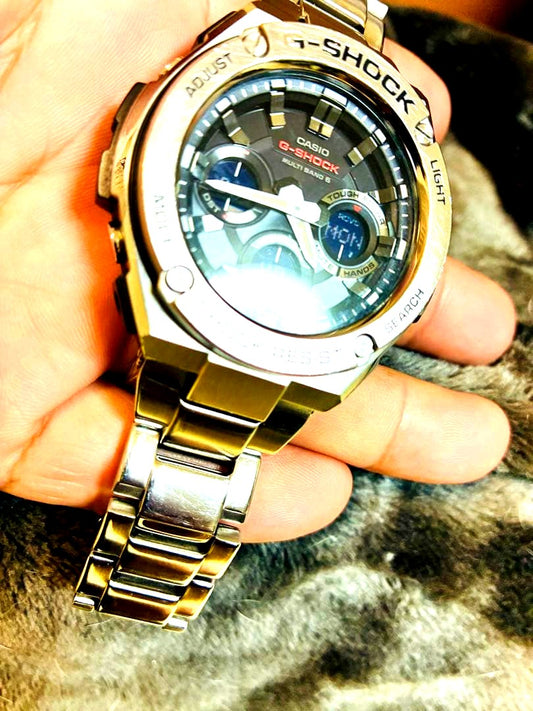 Casio G-Shock G-STEEL GST-W110D radio solar watch with analog digital display and spare bands