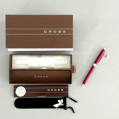 Cross Sensament Scarlet Red Model AT0412-3 Pen with Heart Charm and Box — Japan Import