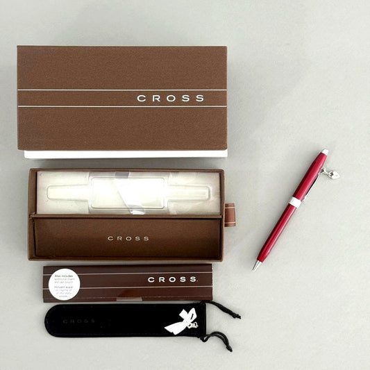 Cross Sensament Scarlet Red Model AT0412-3 oil-based pen with heart-shaped charm and original box