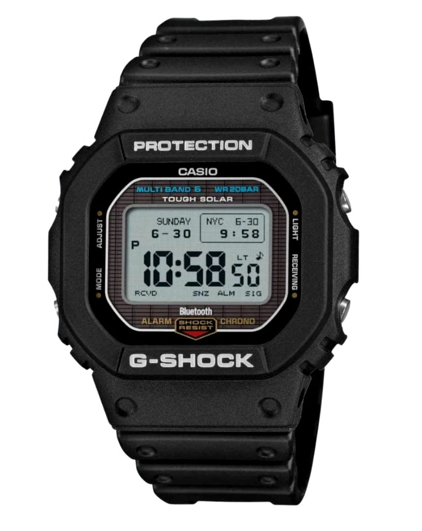 Casio G-Shock GW-BX5600-1JF digital watch with solar power and Bluetooth connectivity in black