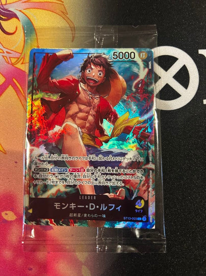 Sealed One Piece Monkey D. Luffy promotional card ST13-003, Japan import, collectible trading card