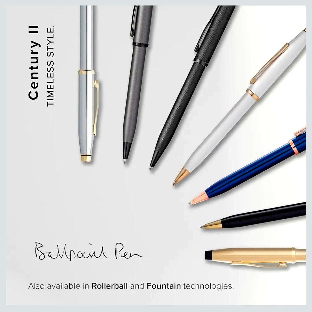 Cross Century II Pearl White Lacquer Ballpoint Pen Model with Premium Gift Box and Shipper