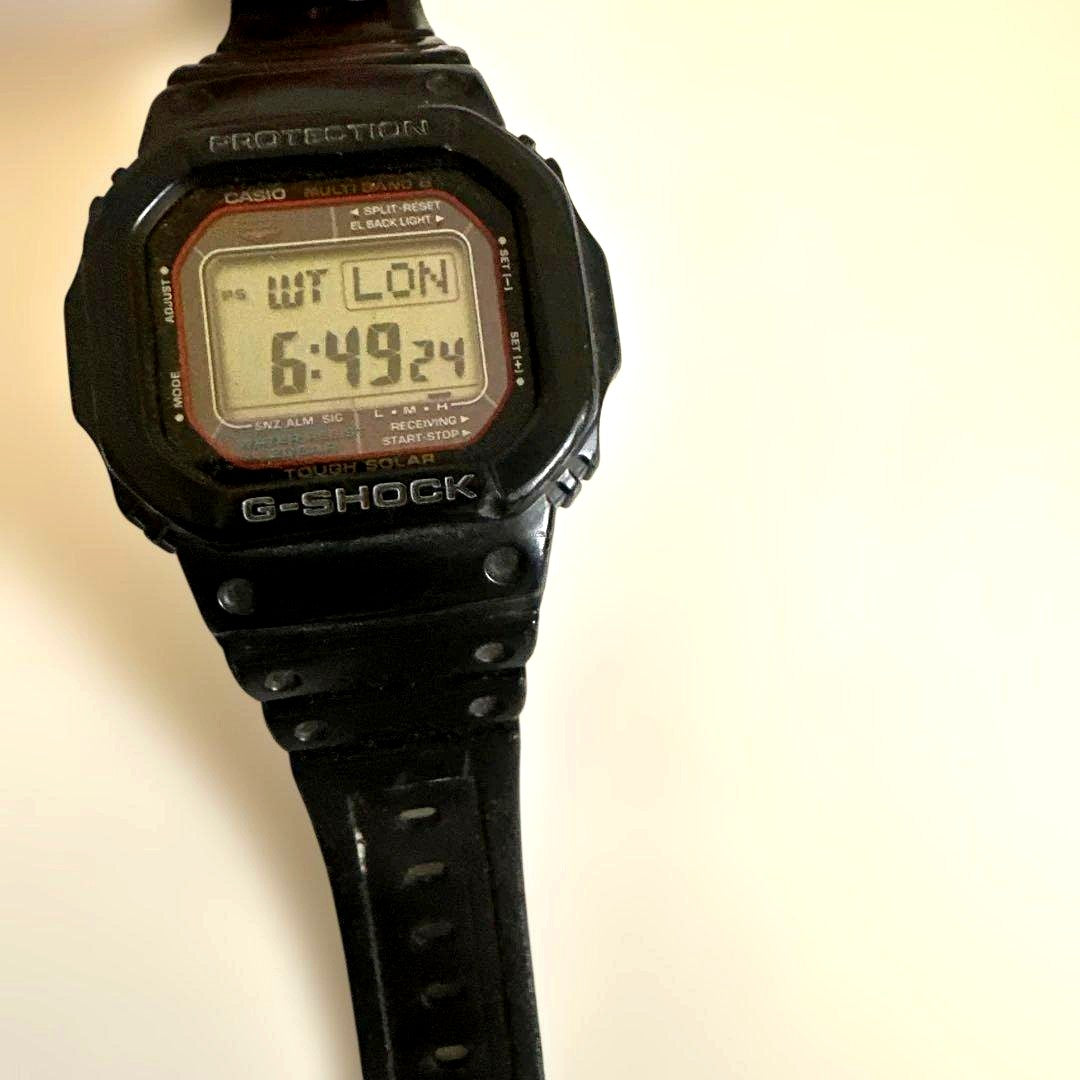 Casio G-Shock GW-M5610 used watch showing digital display and black resin band