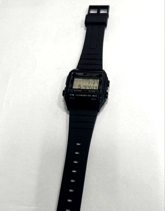 Casio Digital Watch Data Bank Model DBX-101W with black resin band and multi-function display