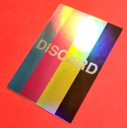 Japanese test print Holorama card error with colorful glitter, hologram elements, and discard display in used condition