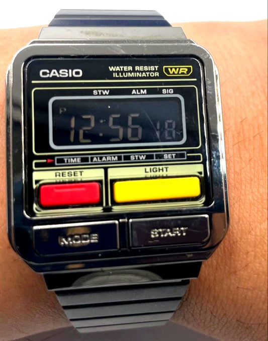 Casio Digital A120WEGG-1BJF gunmetal watch with original box, collaboration with United Arrows