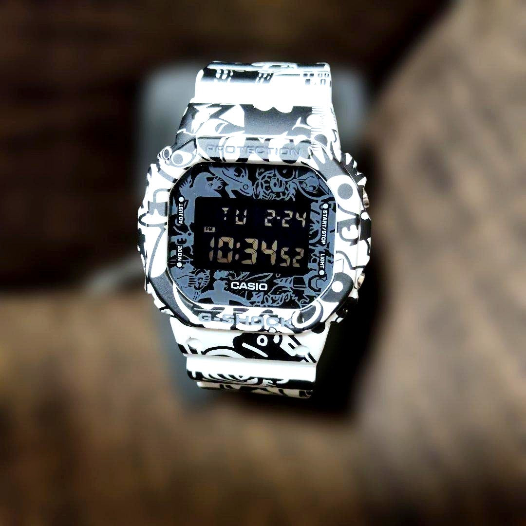 Casio G-Shock G-SHOCK DW-5600GU-7JR White Black Graphic Print Watch — Japan Import