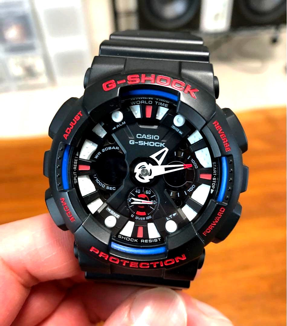 Casio G-Shock GA-120TR digital watch with tricolor design and shock resistance, Japan import
