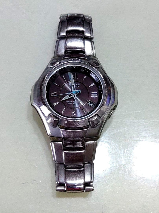 Casio Baby-G G-ms radio solar analog watch with black dial and metal band, Japan import