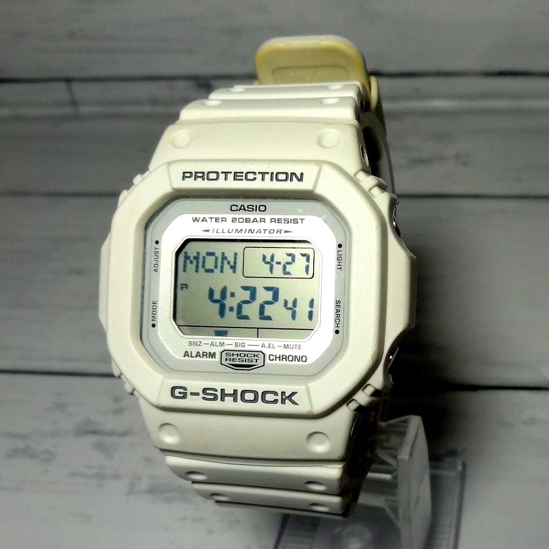 Casio G-Shock DW-5600P Square Watch White Shock Resistant 20 ATM Tested & Working — Japan Import