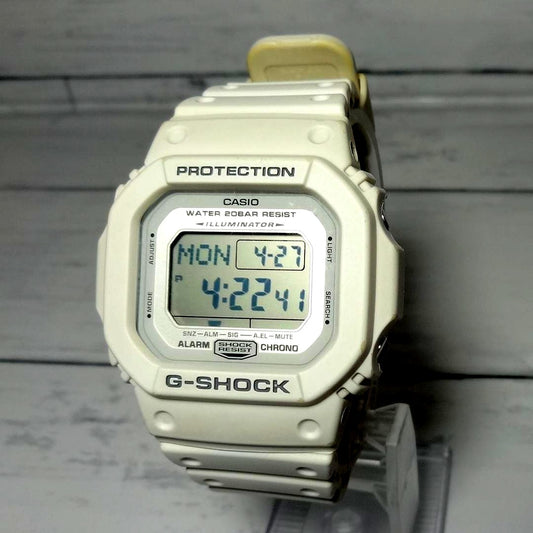 Casio G-Shock DW-5600P Square Watch White Shock Resistant 20 ATM Tested & Working — Japan Import