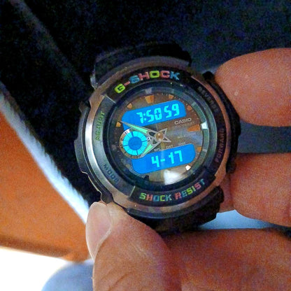 Casio G-Shock G-300 series watch with inverted LCD and tire tread pattern band Japan import