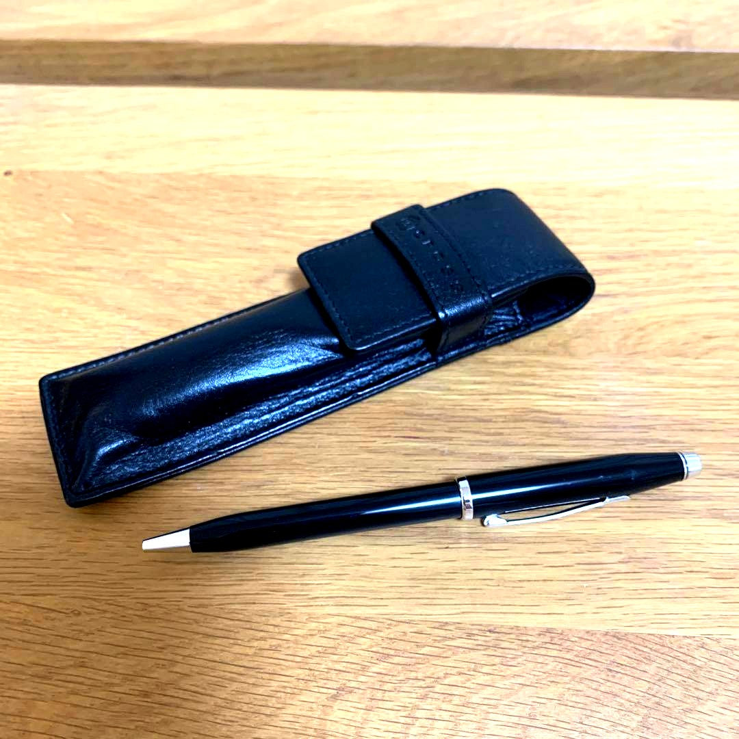 Cross Brand Ballpoint Pen and Pen Case Set Black — Japan Import